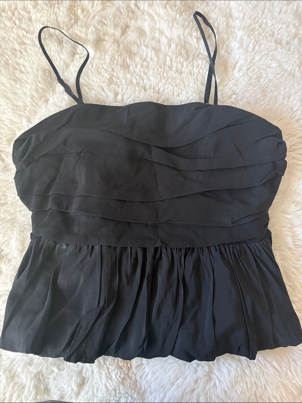 a new day Black Ruffle Peplum Spaghetti Strap Camisole